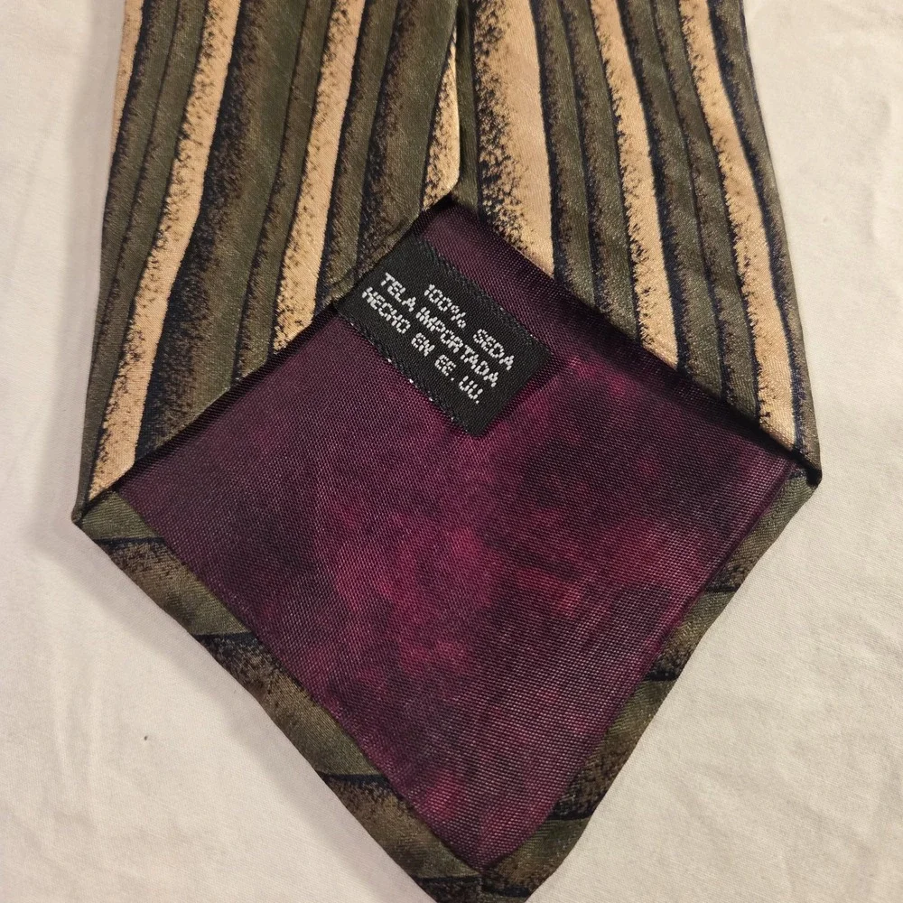 Conte di Milano 100% Silk Tie Men's‎ Necktie, Made In USA, Green Black Multi